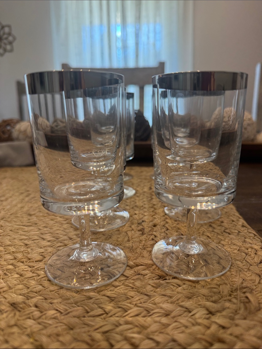 Set of Clear Glass Stemware with Silver Rim - shot glasses